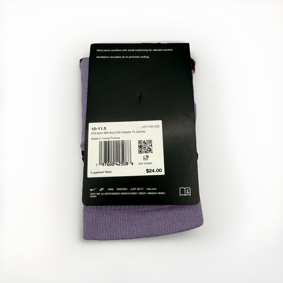 Nike Trail Running Wool Blend Dri-Fit Ankle Socks HF7155 500 M 10-11-5 W 11.5-13 - Picture 3 of 3